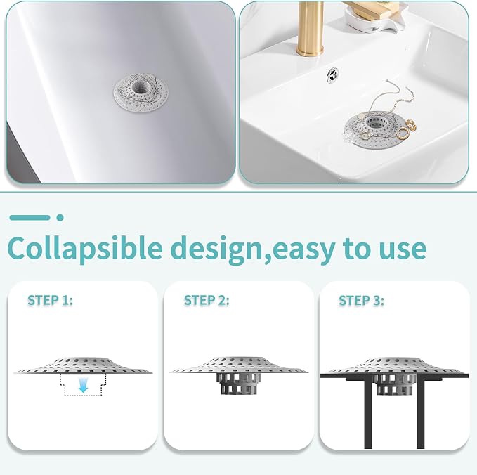 Bathtub Drain Hair Catcher, Silicone Tub Hair Catcher Drain Protector, - Image 4