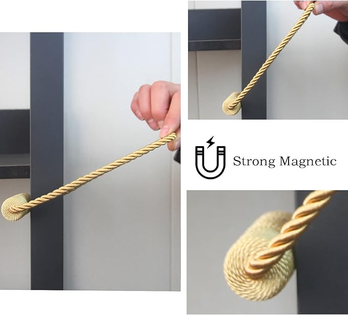 Magnetic Curtain Tiebacks 6 Pack Gold Curtain Rope Tieback Curtain Holders - Image 5