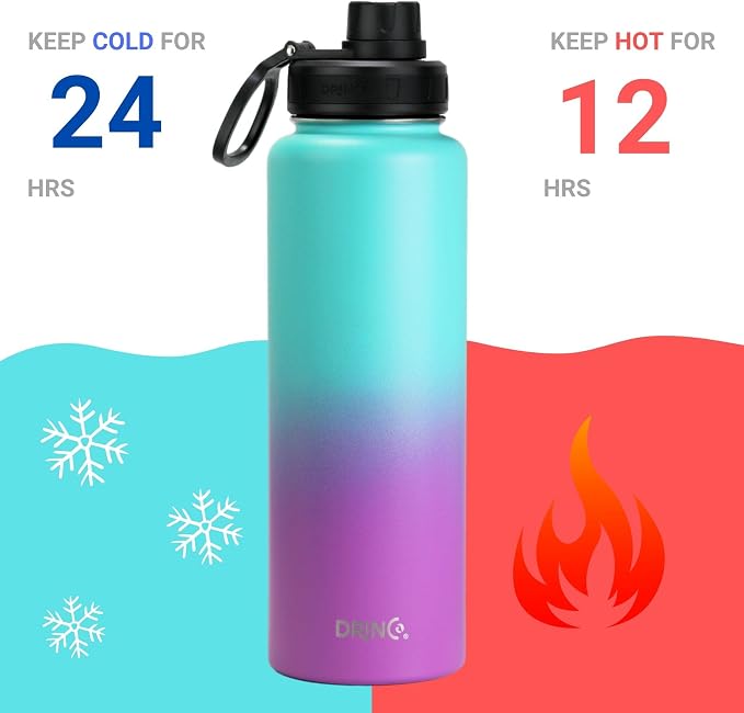 DRINCO Stainless Steel Water Bottle Spout Lid Vacuum Insulated Double Wall - Image 3
