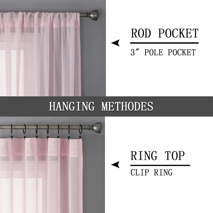 Tollpiz Short Sheer Curtains Living Room Linen Textured Curtain Sheers Light - Image 5