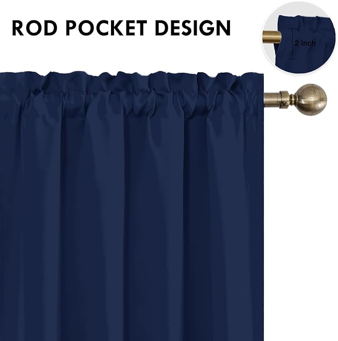 DWCN Short Blackout Curtains for Bedroom 45 Inches Long 2 Panels Set, Solid - Image 3