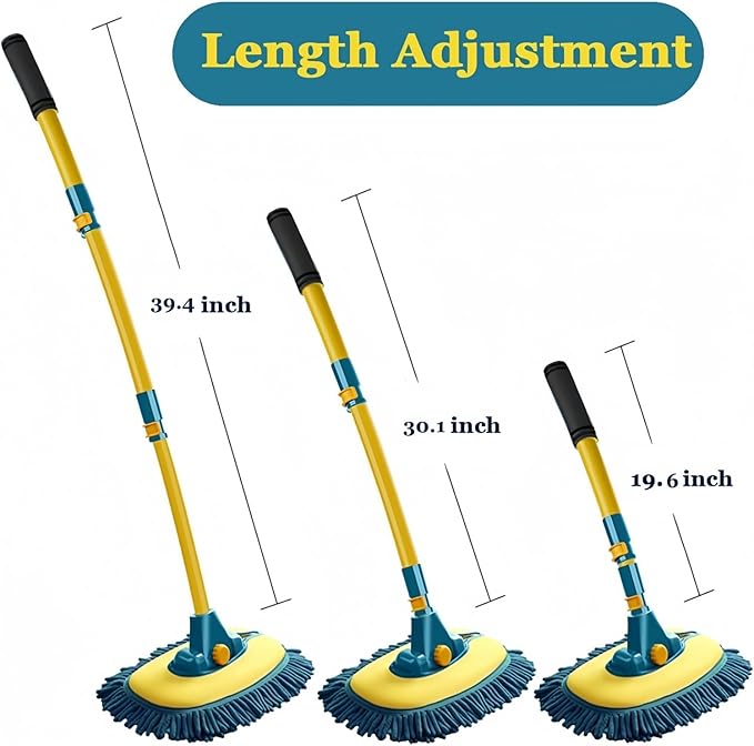 Car Wash Brush with Long Handle, Car Wash Mop Mitt with 1 Replacement Head - Image 4