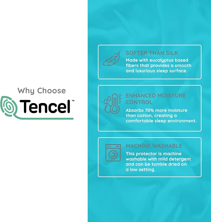 PUREgrace Tencel Mattress Protector – Waterproof, Noiseless Cover, Soft and - Image 3