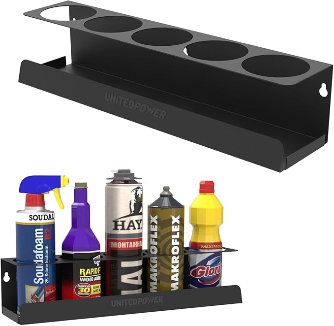 UNITEDPOWER 5 Aerosol Spray Can Holder, Paint Bottle Storage Rack, Steel Wall by UNITEDTOOLSUNITEDPOWER
