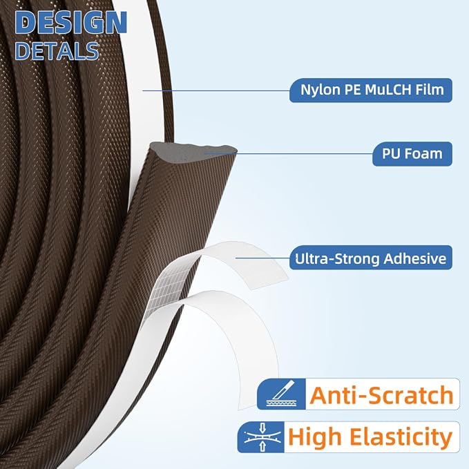 Wedge-Shape Window Weather Stripping Door Frame Seal Strip 2Pcs×196" Brown - Image 3