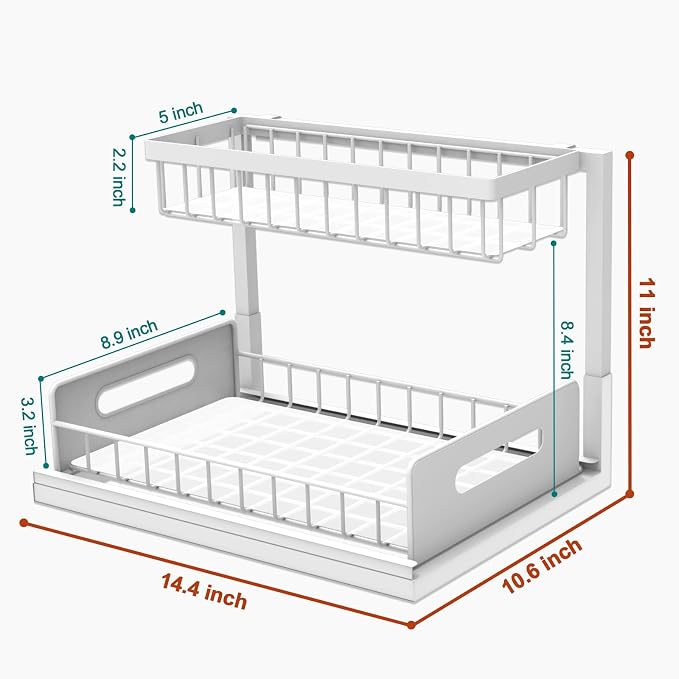 bukfen Under Sink Organizer, Pull Out Cabinet Organizer 2-Tier Slide Out - Image 5