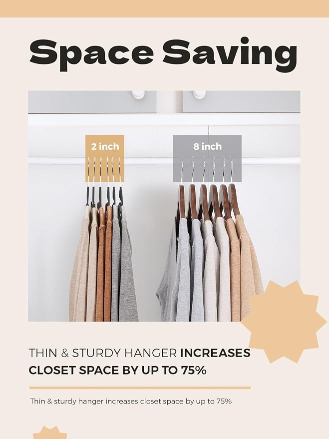 HOUSE DAY Black Plastic Hangers 30 Pack, Slim Space Saving, Non Slip Clothes - Image 3