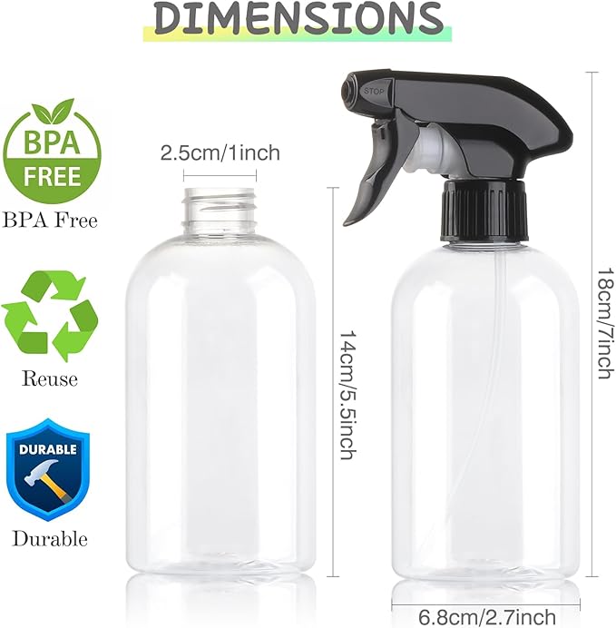 Bynccea Spray Bottle Empty Spray Bottles PET -10 oz/300 ml Plastic Water - Image 2