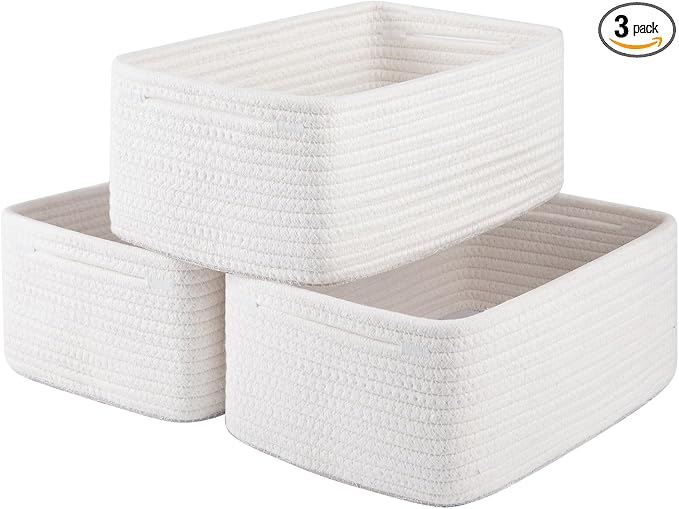 3 Pack Small Storage Baskets for Organizing, Cute Woven Decorative Gift Baskets by OIASKET