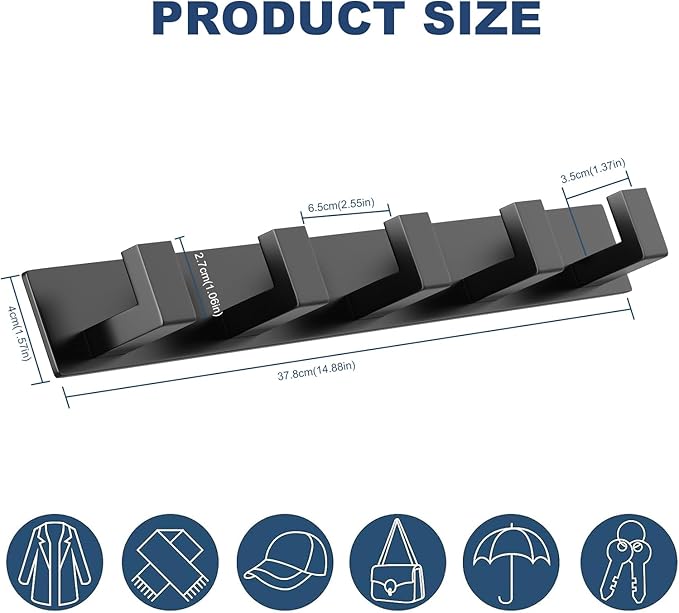 PMMASTO Coat Rack Wall Mount, Coat Hooks Wall Hooks - Image 7