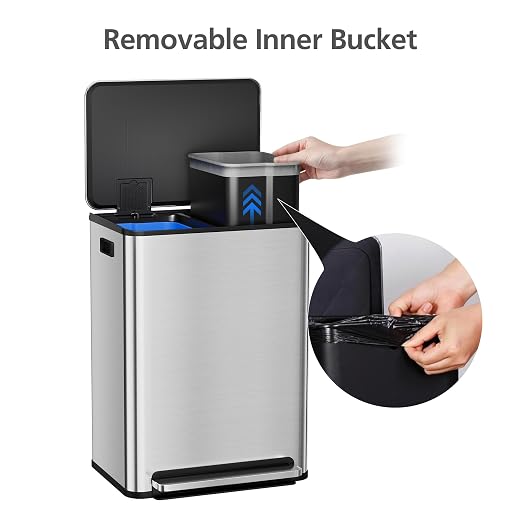 GarveeHome 60L/16 Gal Kitchen Trash Can, 2×8 Gal Pedal Trash Bin - Image 5