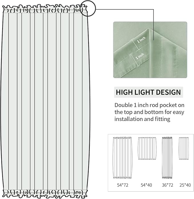 DWCN French Door Curtains – Rod Pocket Thermal Blackout Curtain - Image 3