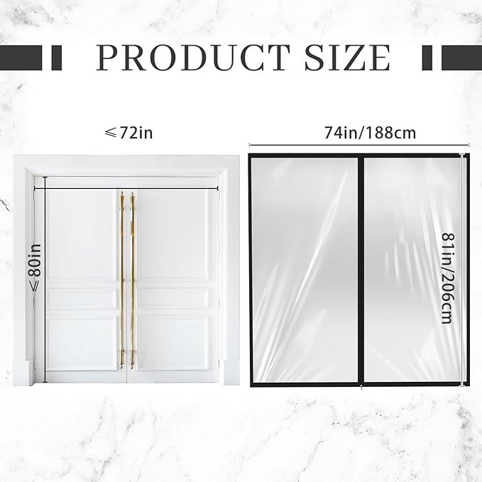Amylove Zipper 72 x 80 Inch Dust Barrier Door Kit Construction Door Barrier 6 x - Image 2