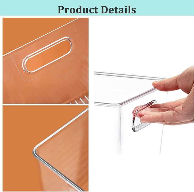 Fridge Clear Plastic Storage Bins, 4 Pack Pantry Organizers & Storage Containers - Image 5