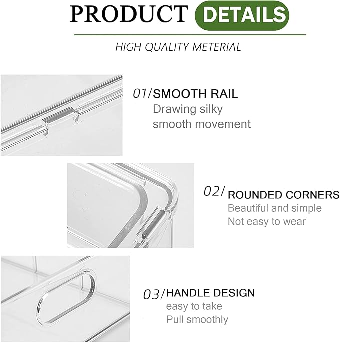 bealy 3 Pack Fridge Organizer and Storage, Fridge Drawers Clear Stackable - Image 5