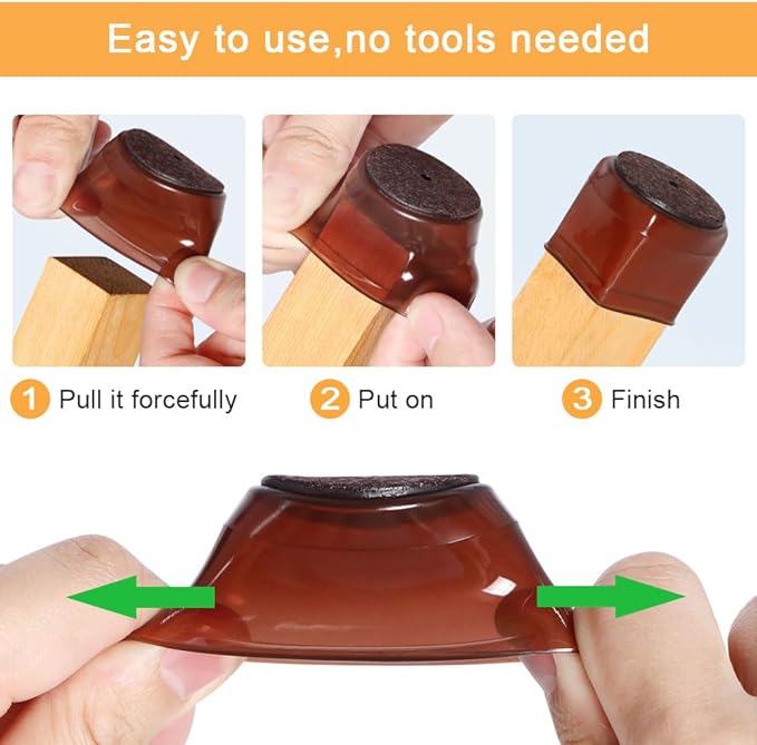 32 Pcs Chair Leg Protectors for Hardwood Floors, Silicone Felt Furniture Leg - Image 4