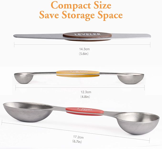 Magnetic Measuring Spoons Set of 8 Stainless Steel Dual Sided Stackable - Image 2