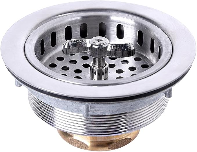304 Stainless Steel Kitchen Sink Twist Lock Basket Drain Assembly W/Brass by VARNAHOME