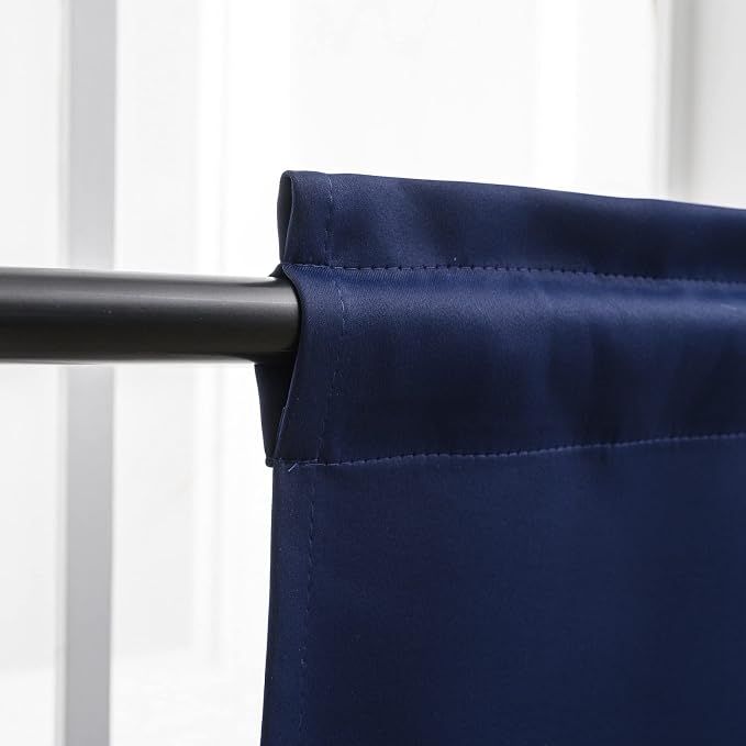 Pickluc Navy Blue Cafe Curtain 30 Inches Length, Rod Pocket Small Kitchen - Image 3