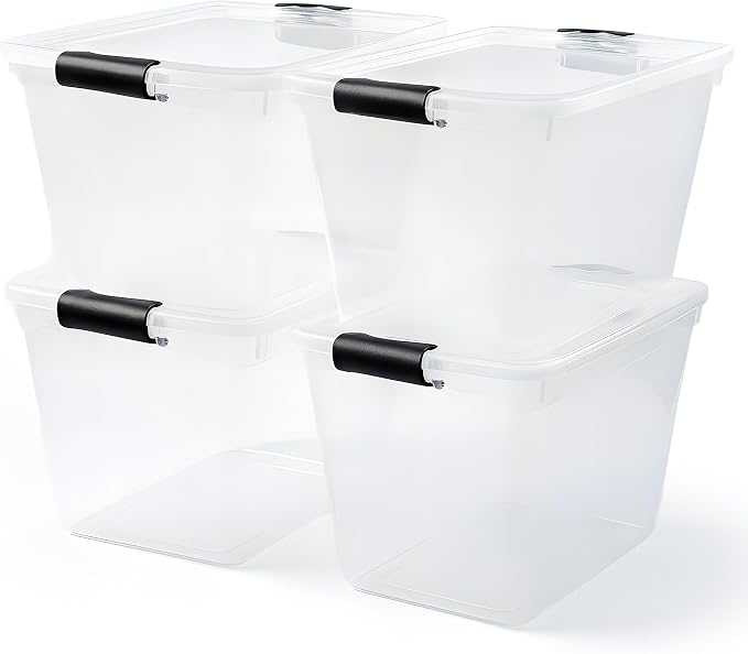 HOMZ 4-Pack Latching Lid, Large Clear Plastic Storage Bins - Image 8