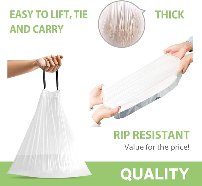 Teivio 3 Gallon 140 Counts Mini Strong Drawstring Trash Bags Garbage Bags - Image 4