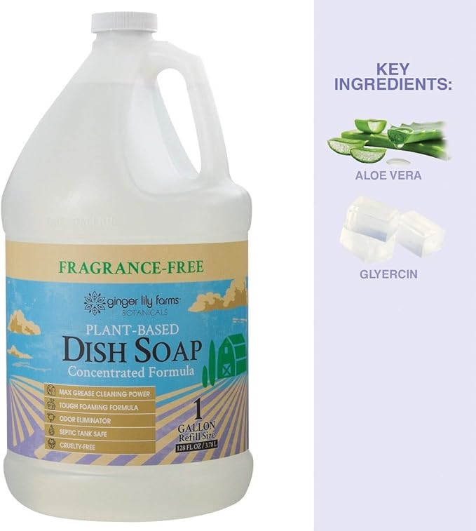 Ginger Lily Farms Botanicals Plant-Based Liquid Dish Soap, Concentrated Formula - Image 6
