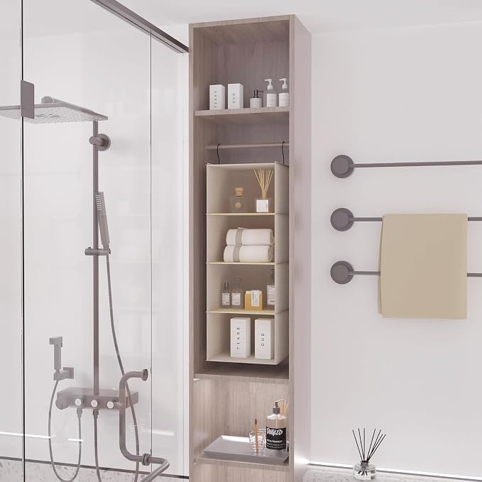 Hanging Closet Organizer and Storage, Foldable 4-Shelf Wardrobe Clothes Shelves - Image 4