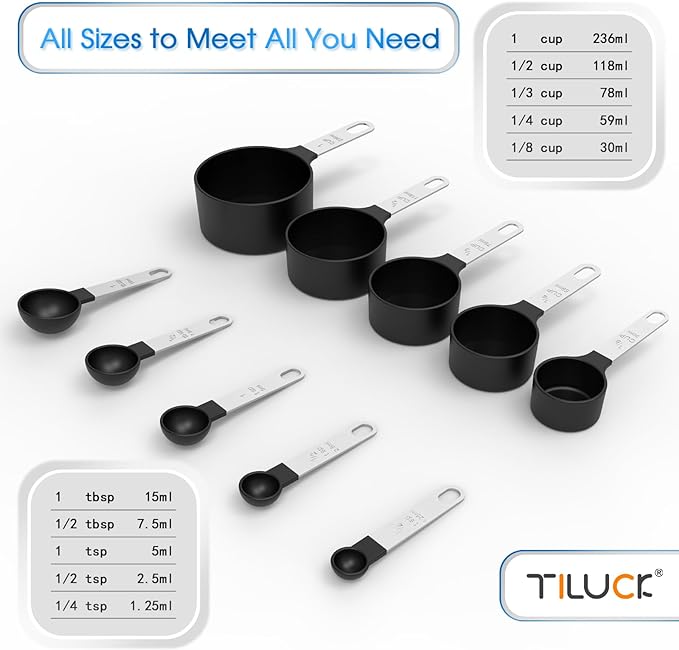TILUCK Measuring Cups & Spoons Set, Stackable Cups and Spoons, Nesting Measure - Image 3
