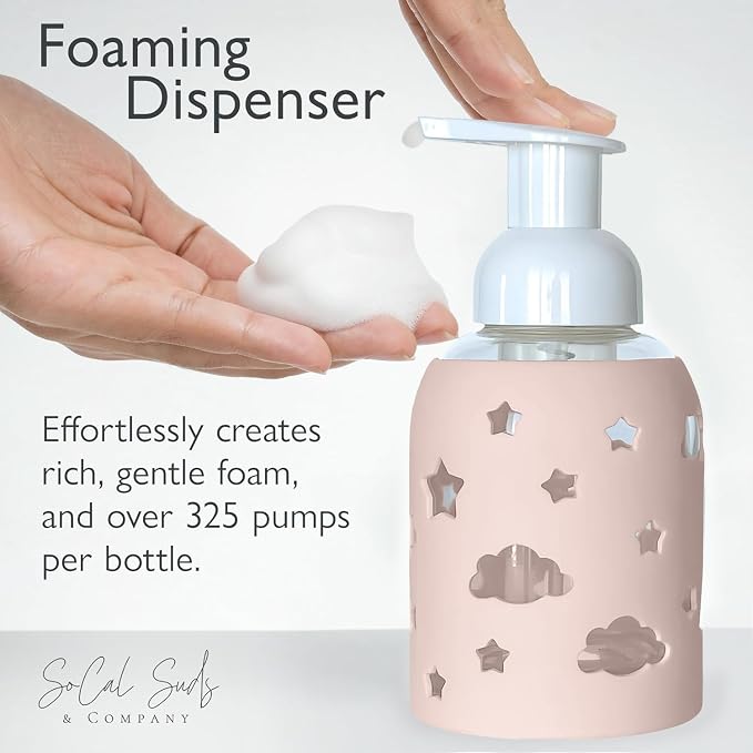 SoCal Suds & Company Glass Foaming Hand Soap Dispenser, Soft Grip Silicone - Image 2