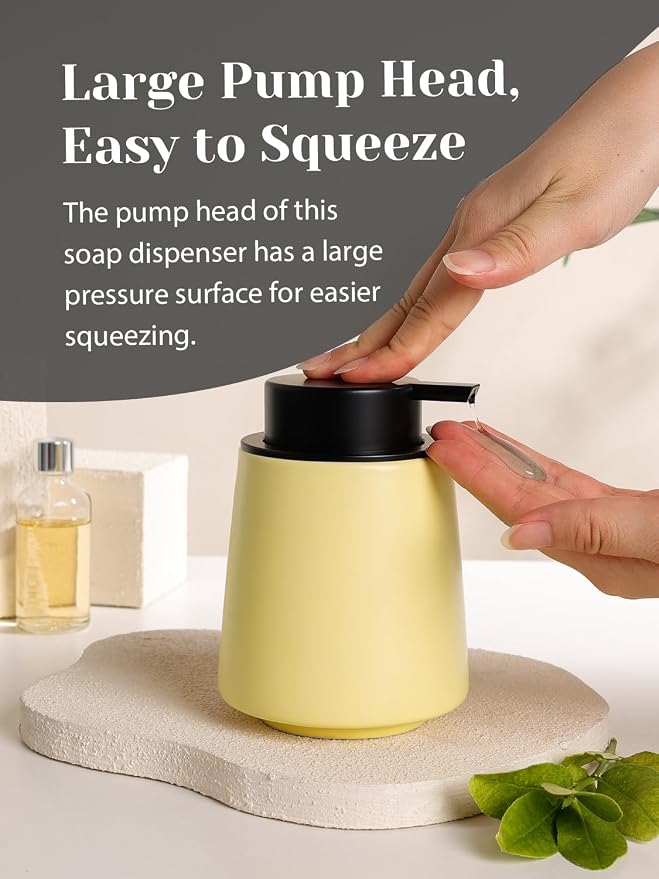 INGOFIN Ceramic Soap Dispenser, 14 oz Bathroom Hand Soap Dispenser, Liquid - Image 4