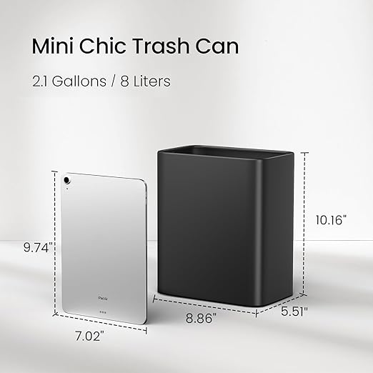 Cesun Small Bathroom Trash Can 2.1 Gallon Wastebasket, Modern Metal Garbage Can - Image 3