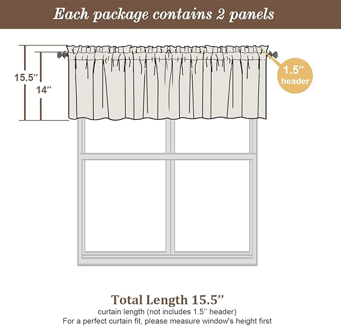 Chyhomenyc Sheer Valances for Windows 2 Pack, Small Window Curtains for Living - Image 3