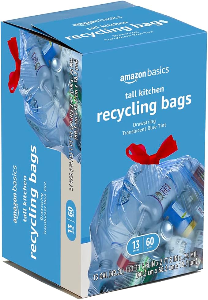Amazon Basics Blue Recycling Trash Bags, 13 Gallon - Image 4