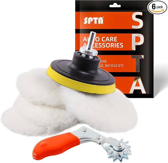 Wool Buffing Polishing Pad, SPTA 3 Inch Lambwool Wool Buffing polishing Pads by SPTA