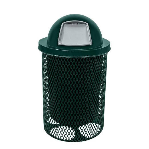 COATEDOUTDOORFURNITURE RDT-DGRN Heavy Duty 32 Gallon Round Trash Receptacle by CoatedOutdoorFurniture