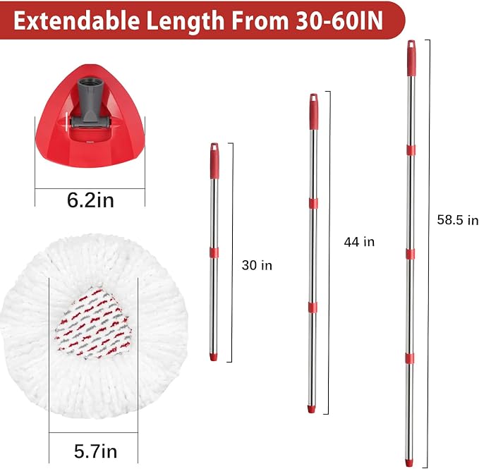 Microfiber Spin Mop Replace Head, Mops Base, Handle Compatible - Image 2