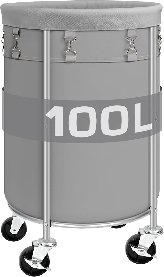 Laundry Hamper with Wheels, 100L Round Rolling Laundry Basket Sorter with by Ollieroo