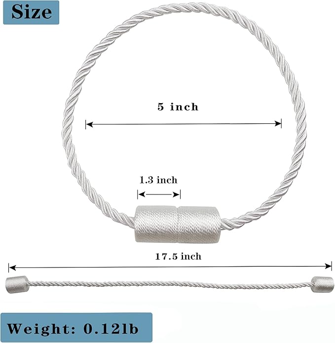 2 Pack White Strong Magnetic Curtain Tiebacks Outdoor Elegant Decorative Tie - Image 3