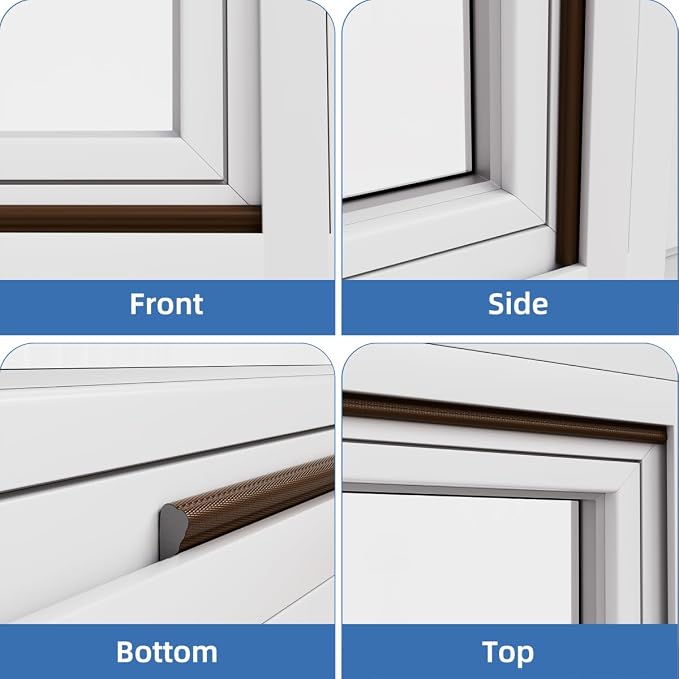 Wedge-Shape Window Weather Stripping Door Frame Seal Strip 3Pcs×196" Brown - Image 7