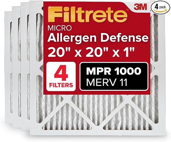 Filtrete 20x20x1 AC Furnace Air Filter, MERV 11, MPR 1000, Micro Allergen by Filtrete