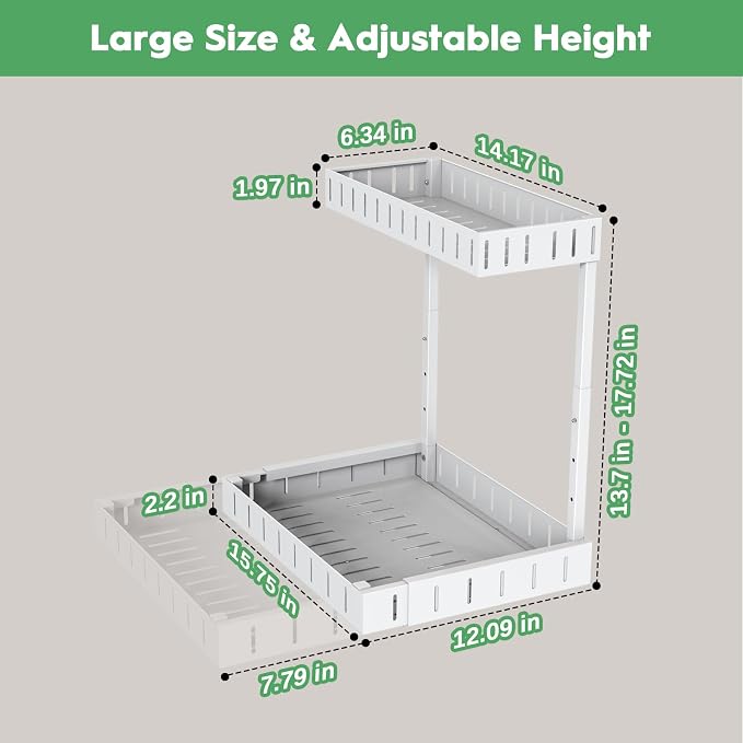 REALINN Under Sink Organizer, 2 Tier Expandable Under Cabinet Organizer - Image 5
