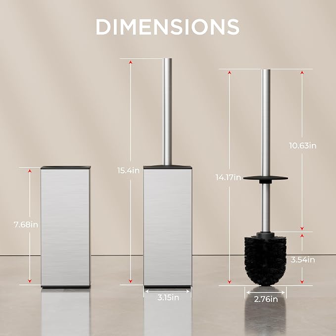 FORIOUS Toilet Brush and Holder Set, Heavy Duty 304 Stainless Steel Base Square - Image 7