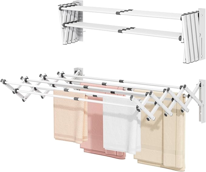 APEXCHASER Wall Mounted Clothes Drying Rack, Laundry Drying Rack Retractable - Image 3