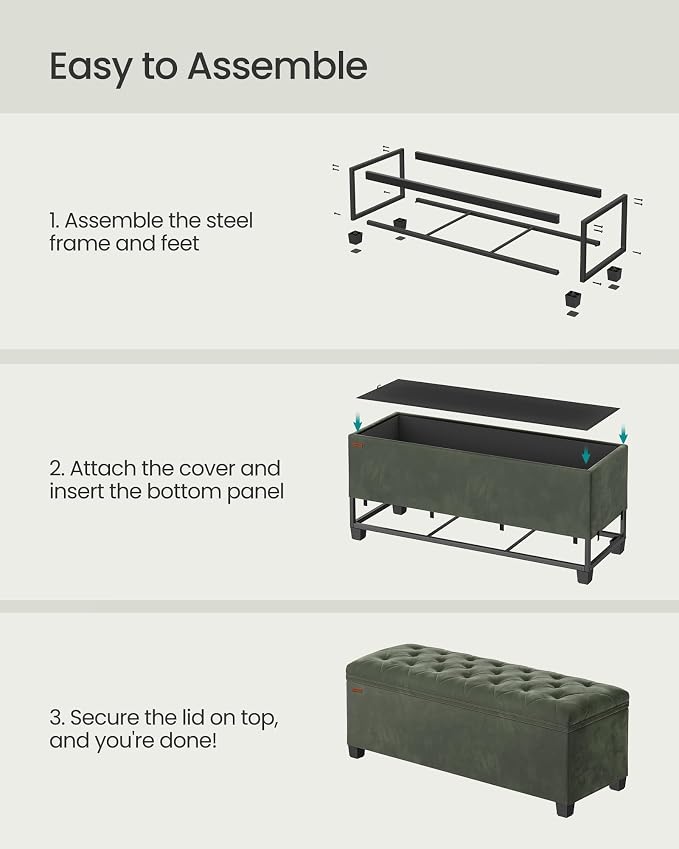 SONGMICS Velvet Storage Ottoman Bench, Foot Rest - Image 6