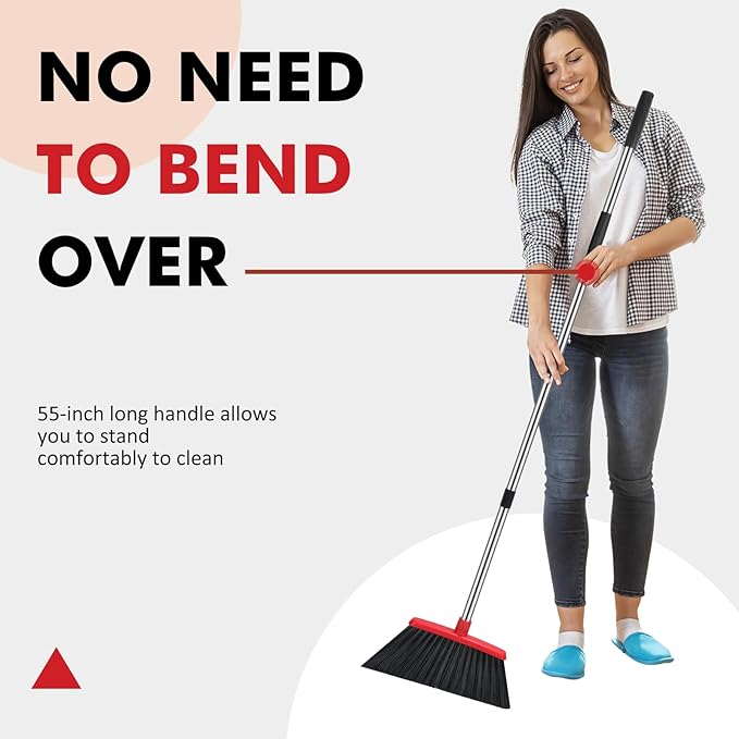 Heavy Duty Broom, 55 Inch Long Handle Outdoor Large Angle Brooms, Commercial - Image 3