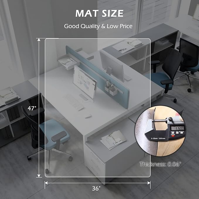 SALLOUS Clear Chair Mat, Vinyl Desk Chair Mat Protector - Image 2