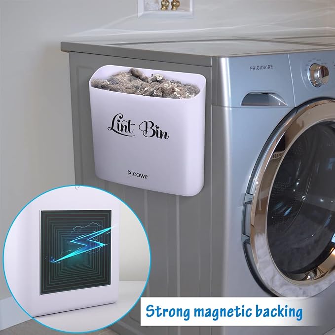 Picowe Magnetic Laundry Storage, Large Lint Holder Bin - Image 3