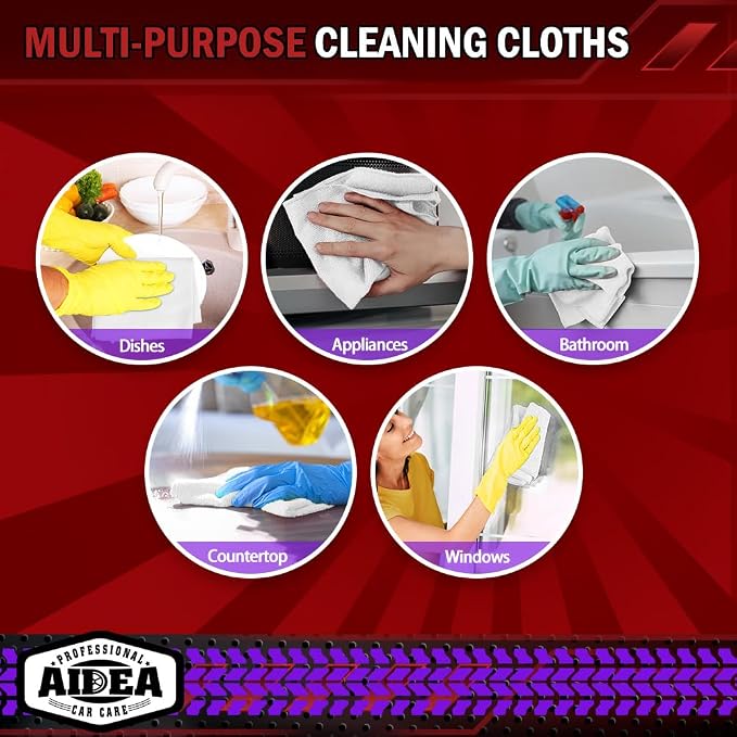 AIDEA Microfiber Cleaning Cloth White 10PK, Microfiber Towels - Image 7