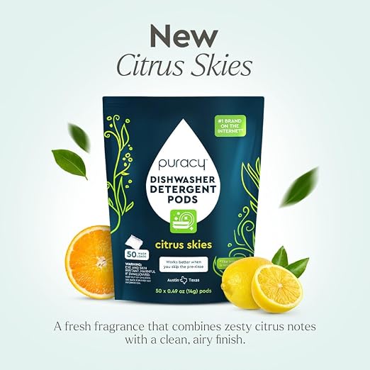 Puracy Dishwasher Pods, Natural Dishwasher Detergent, Citrus Skies Dish tabs - Image 3