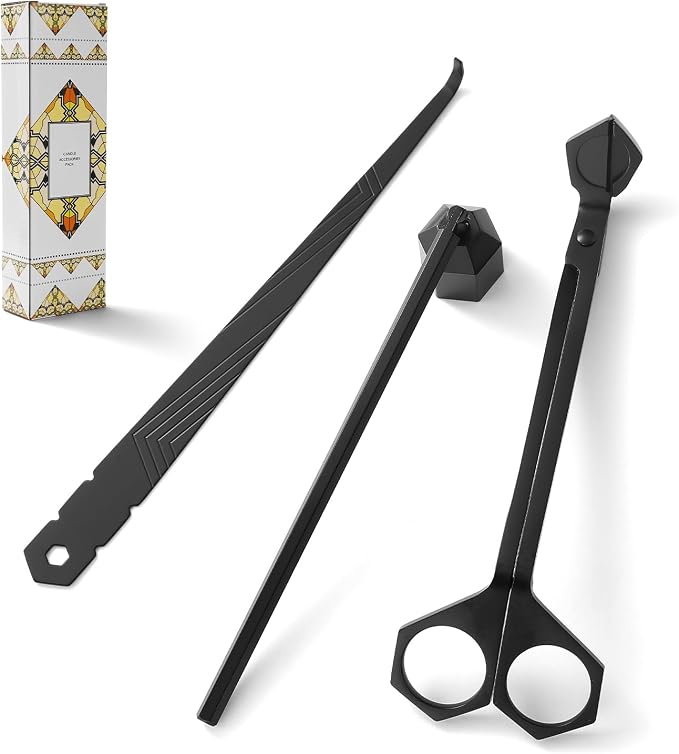 3-in-1 Candle Accessory Set, Wick Trimmer, Candle Snuffer, Wick Spoon, by PATOISE